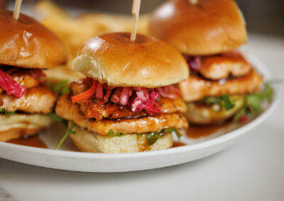 Close up of the Salmon Sliders at The Quarry restaurant